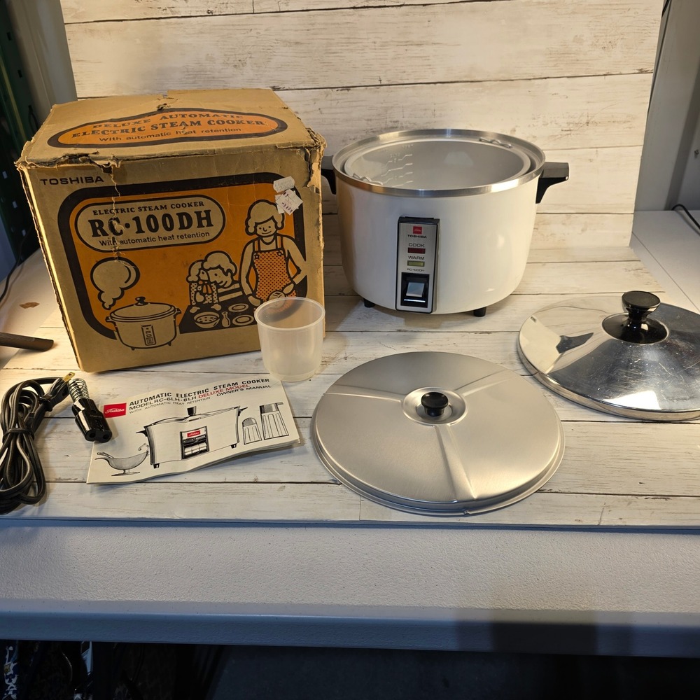 Vintage Toshiba Electric Steam Cooker RC-100DH 5 Cup Rice Cooker with Box Manual